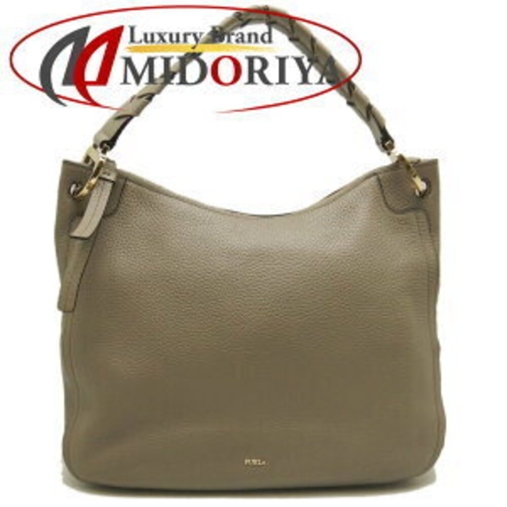 Furla Rialto Hobo Shoulder Bag Leather Greige